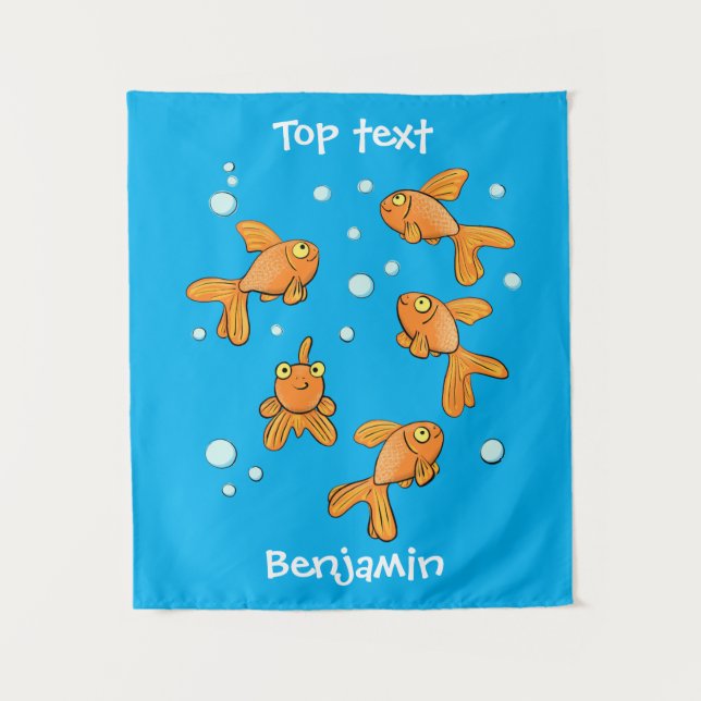 Tenture Morceau de poisson rouge orange mignon sur dessin  (Devant)