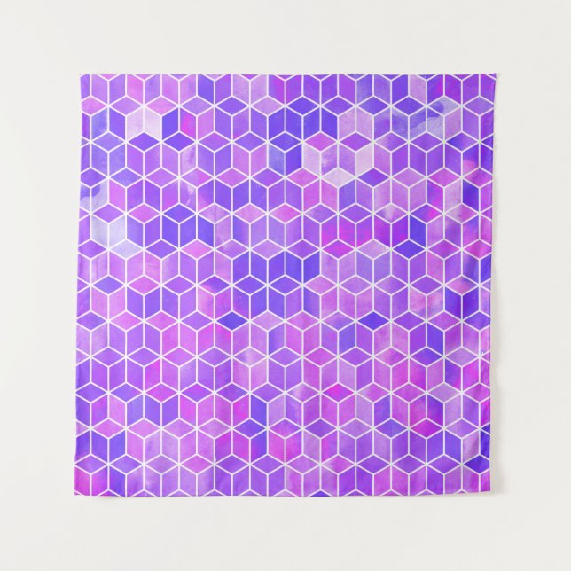 Tenture Mosaïque d'été : Aquarelle Cube Fusion (Devant)