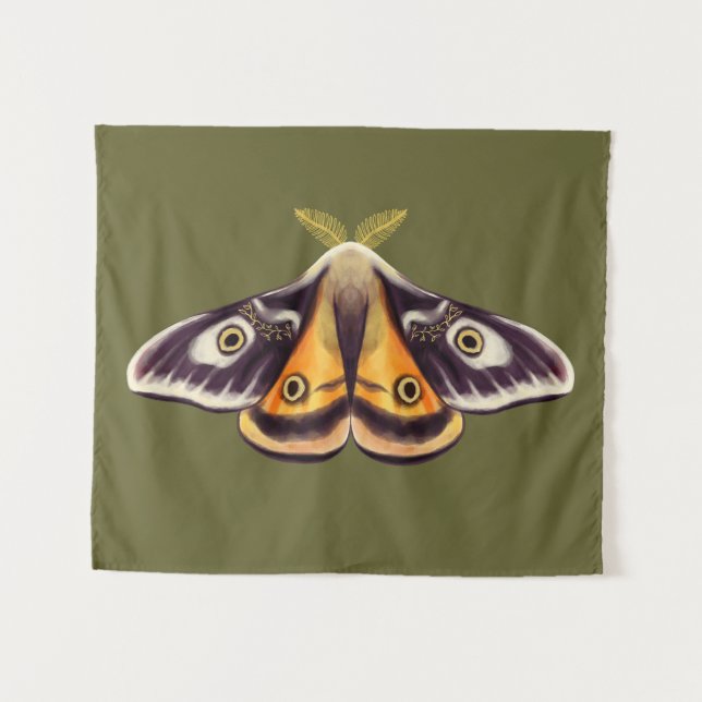 Tenture Moth Insect Art Goblincore Saturnia Witchy Green (Devant (Horizontal))