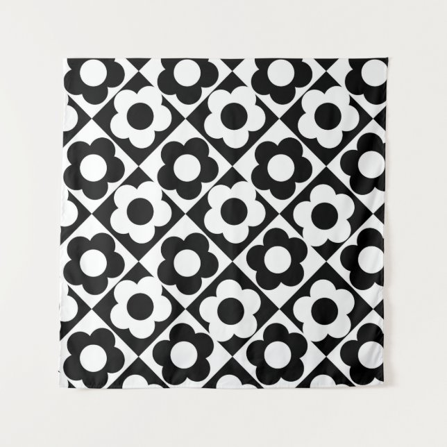 Tenture Motif à bille en diamant noir et blanc (Devant)
