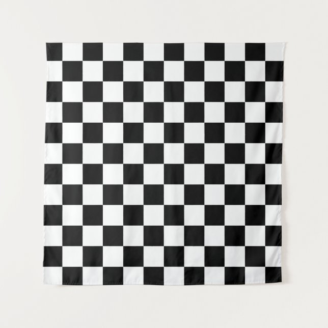 Tenture Motif à carreaux à damier noir et blanc (Devant)
