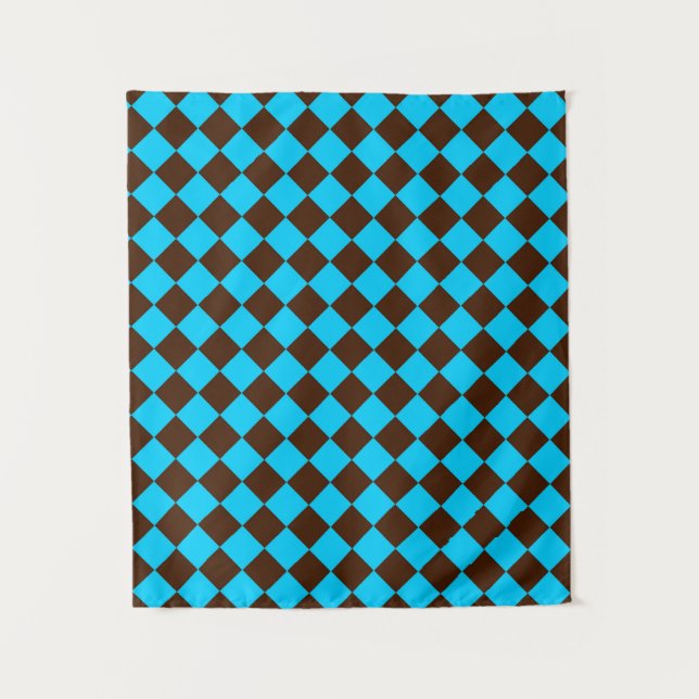 Tenture Motif à carreaux diamant bleu marron	 (Devant)