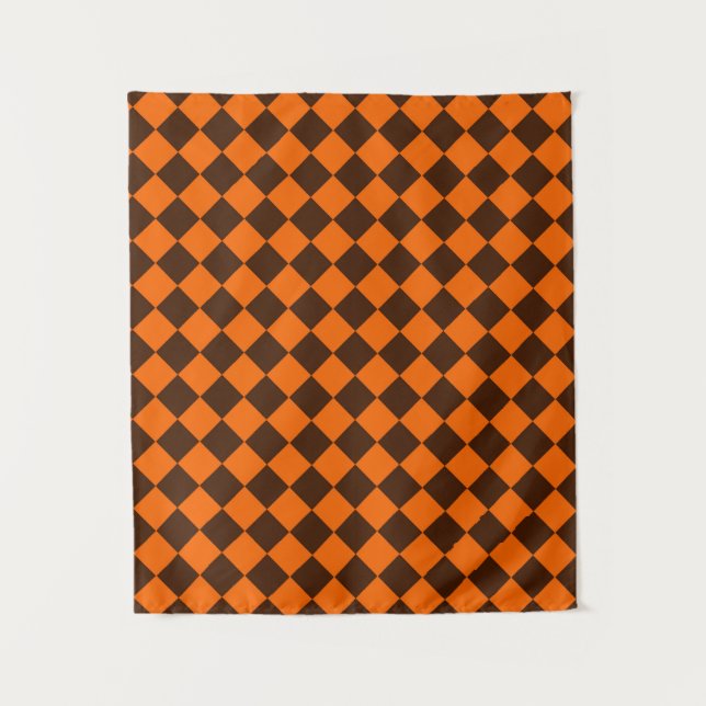 Tenture Motif à carreaux diamant orange marron (Devant)