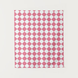 Tenture Motif à carreaux diamant rose et blanc