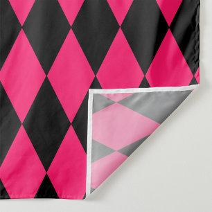 Tenture Motif à carreaux diamants Harlequin noir rose 