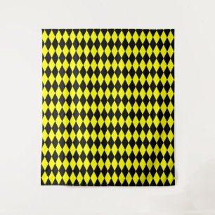 Tenture Motif à carreaux en diamants Harlequin noir jaune