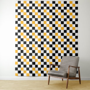 Tenture Motif à carreaux jaune noir et blanc