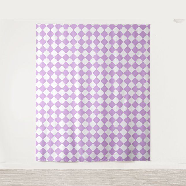 Tenture Motif à carreaux violet et blanc (Devant)