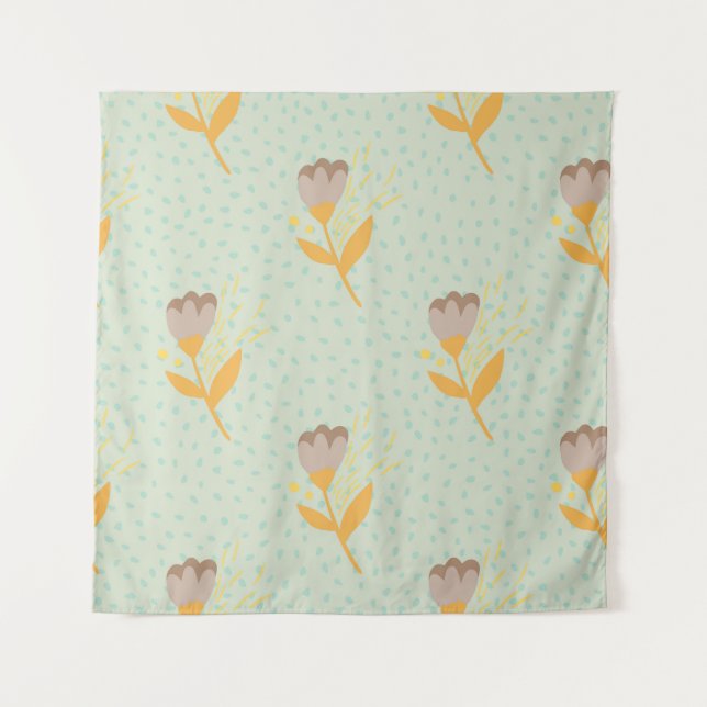 Tenture Motif à doodle fleur folk sans soudure. Main d (Devant)