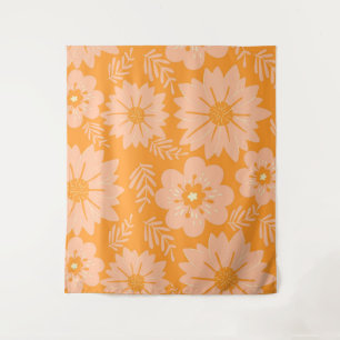 Tenture Motif à fleurs orange Fuzz Vintage rétro