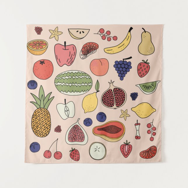 Tenture Motif à main de fruits (Devant)