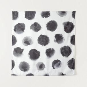 Tenture Motif à points Polka : noir, gris.
