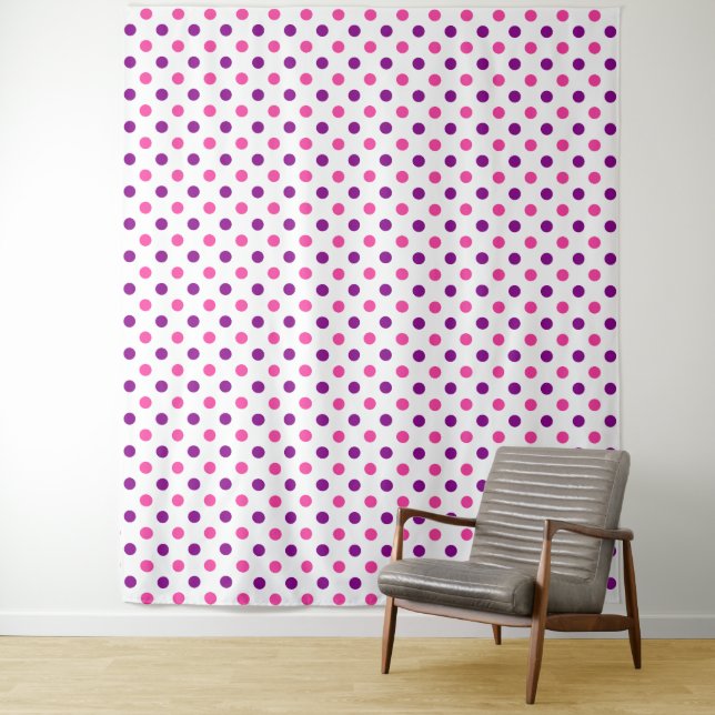 Tenture Motif à pois blanc violet rose  (En situation)