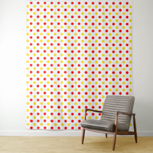 Tenture Motif à pois blancs rouges jaunes 