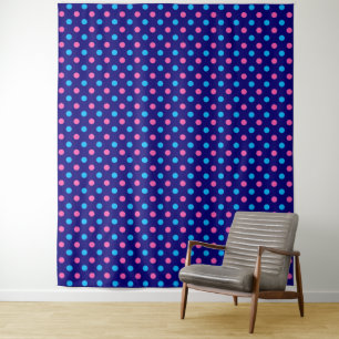 Tenture Motif à pois bleu marine rose cyan