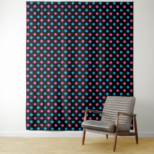Tenture Motif à pois bleu rose noir