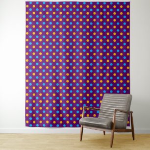 Tenture Motif à pois jaunes bleus violets