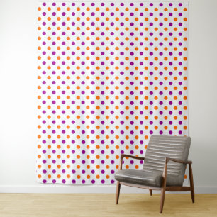 Tenture Motif à pois orange violet blanc