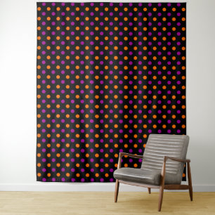 Tenture Motif à pois orange violet noir