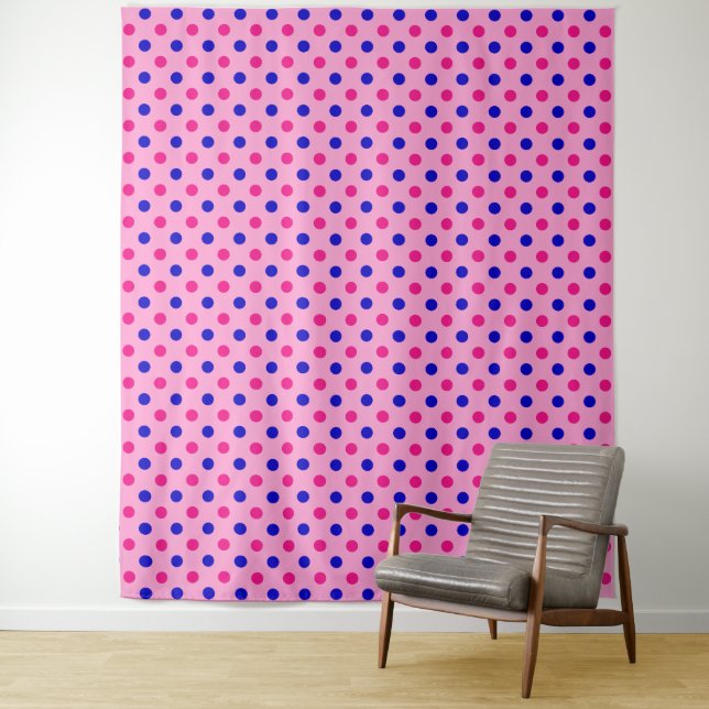 Tenture Motif à pois rose bleu rose (En situation)