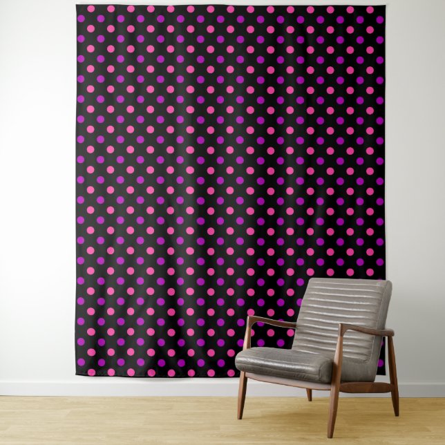 Tenture Motif à pois rose violet noir  (En situation)