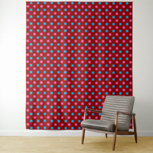 Tenture Motif à pois rouge rose bleu