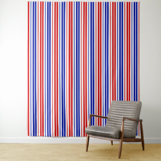 Tenture Motif à rayures blanches rouges bleues