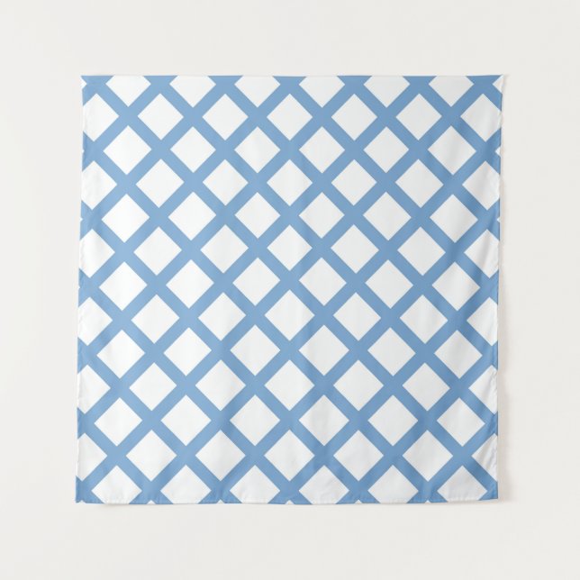 Tenture Motif à rayures diamantées en arlequin bleu blanc (Devant)