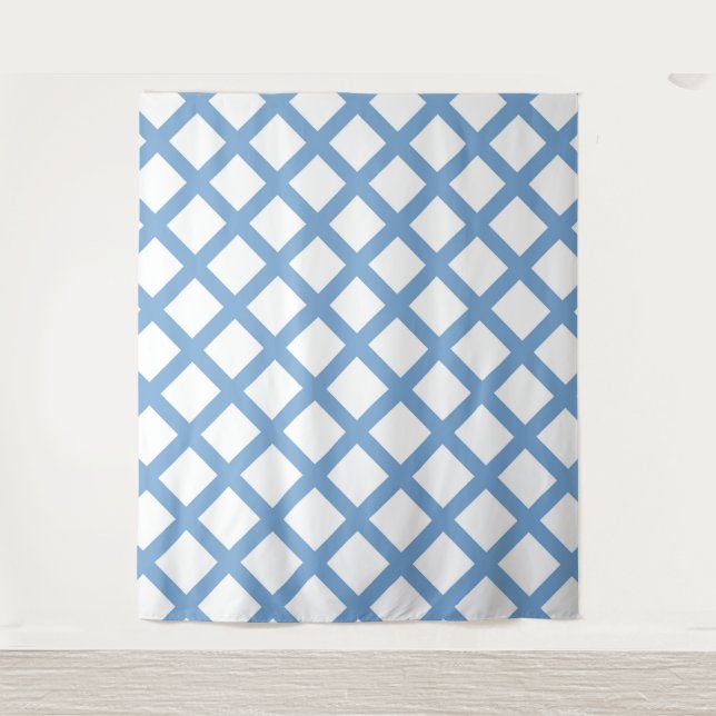 Tenture Motif à rayures diamantées Harlequin bleu blanc (Devant)