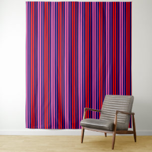 Tenture Motif à rayures verticales bleu marine rouge rose