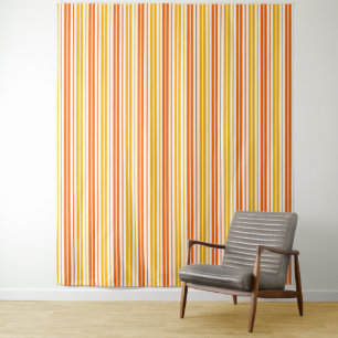 Tenture Motif à rayures verticales jaunes oranges et blanc