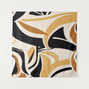 Tenture Motif à vague abstraite colorée sur beige. VINTAGE