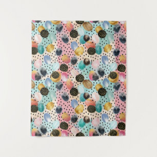 Tenture Motif Abstrait brosse et Pointe Polka
