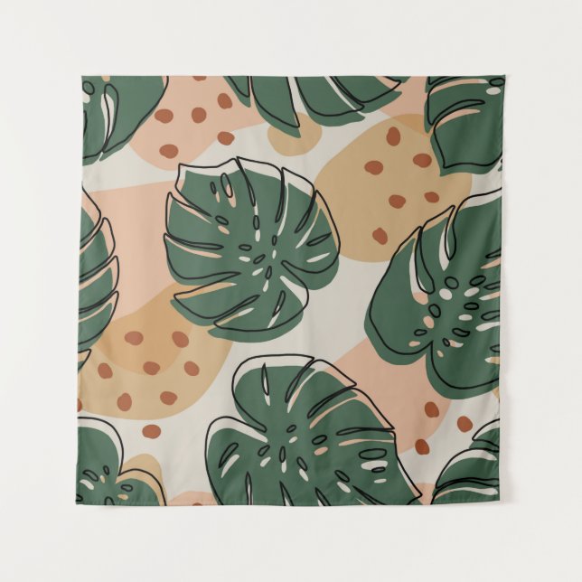 Tenture Motif Abstrait de boho monstera. PA moderne sans s (Devant)