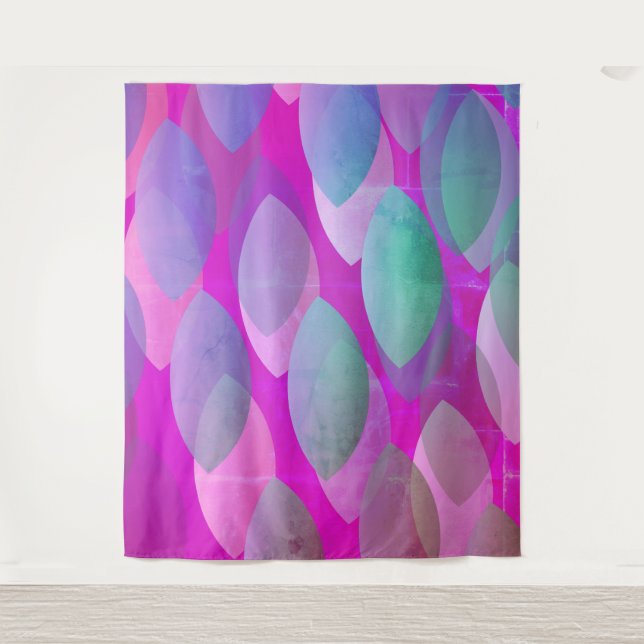Tenture Motif Abstrait moderne | Magenta Purple Rose Turqu (Devant)