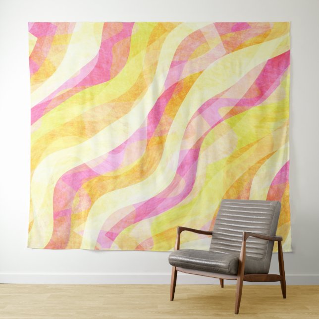 Tenture Motif Abstrait Ondulé Vibrant (En situation (horizontale))