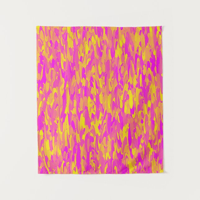 Tenture Motif Abstrait rose jaune orange (Devant)