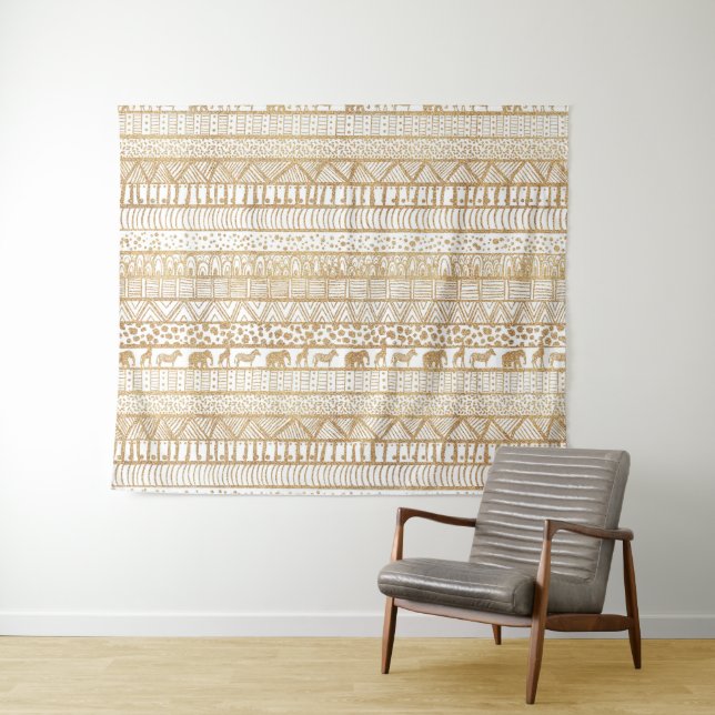 Tenture Motif africain de la tribu Gold White (En situation (horizontale))
