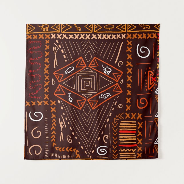 Tenture Motif africain de l'art aborigène (Devant)