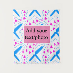 Tenture Motif aquarelle bleu rose ajoutez nom texte person