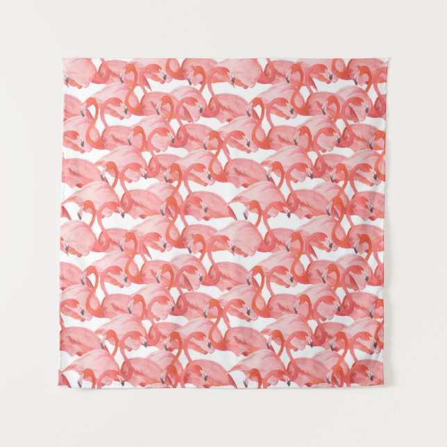 Tenture Motif aquarelle sans couture avec petit flamant ro (Devant)