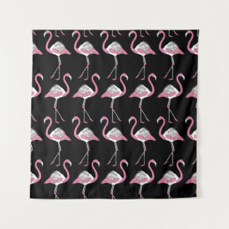 Tenture Motif Arrière - plan Flamant rose textile noir