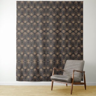 Tenture Motif Art Déco avec motifs floraux dorés