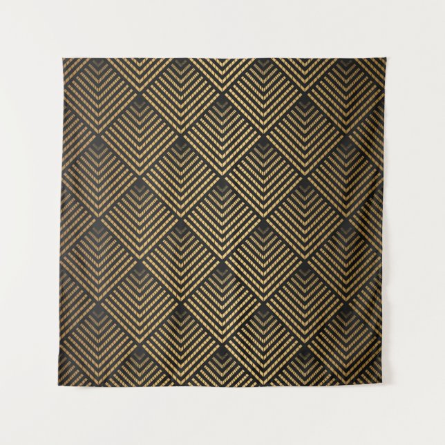 Tenture Motif Art déco. Simples grappes noir et or (Devant)