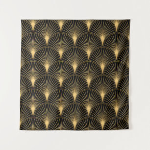 Tenture Motif Art déco. Simples grappes noir et or