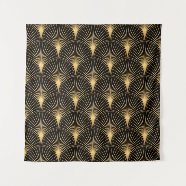 Tenture Motif Art déco. Simples grappes noir et or (Devant)