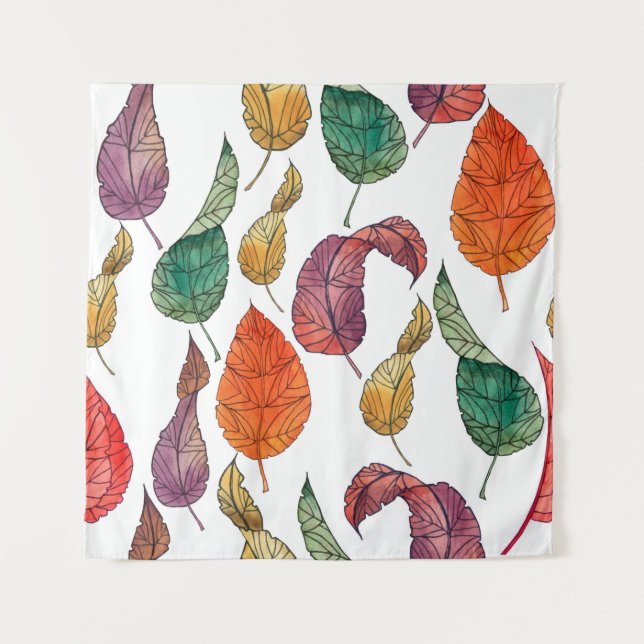 Tenture Motif aux feuilles d'automne sur un arrière - plan (Devant)