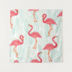 Tenture Motif avec des ornements flamands roses sur un fon
