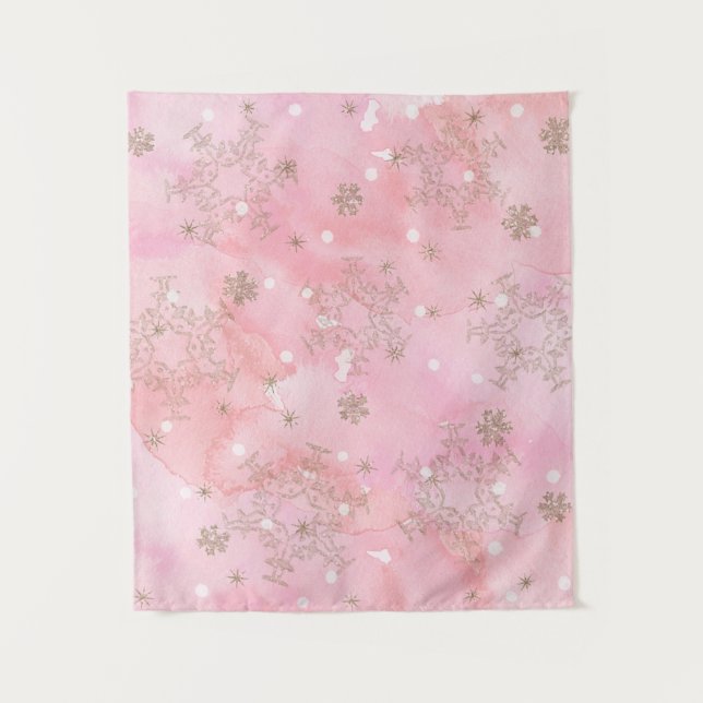 Tenture Motif Boho de Noël rose (Devant)