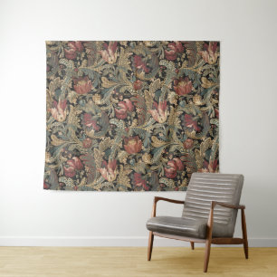Tenture Motif botanique floral vintage sombre et maussade